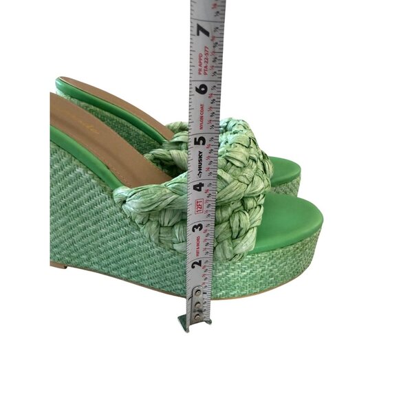 LEMONADE Green Platform Braided Wedges Sandals Size 9 - Picture 6 of 11
